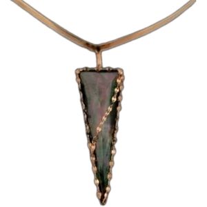 14k Yellow Gold Mother Of Pearl Quartz  Necklace